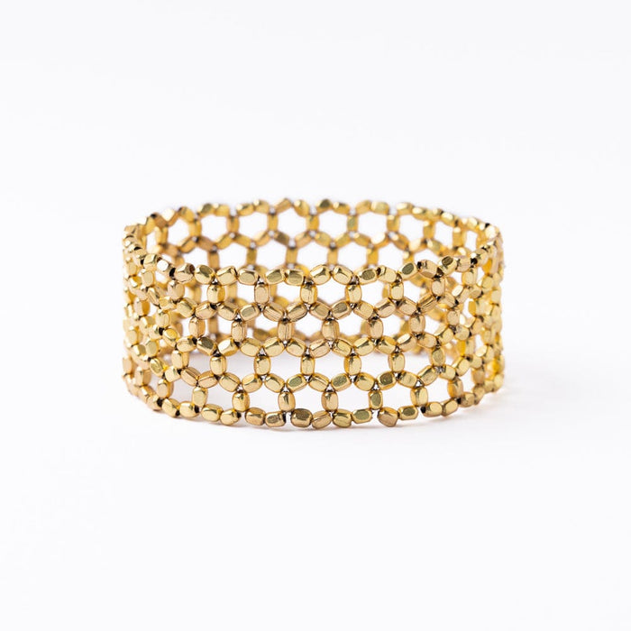 Winnie Small Bead Stretch Bracelet Brass Stretch