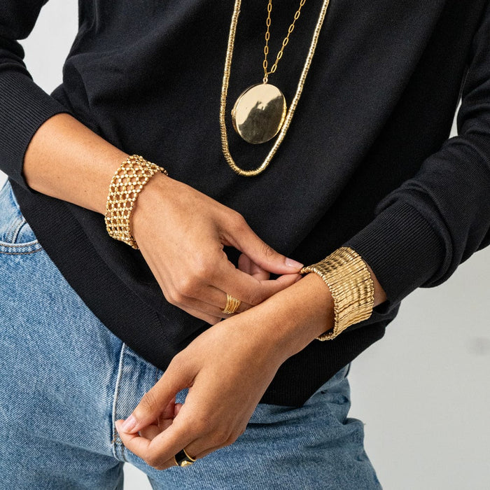 Winnie Small Bead Stretch Bracelet Brass Stretch