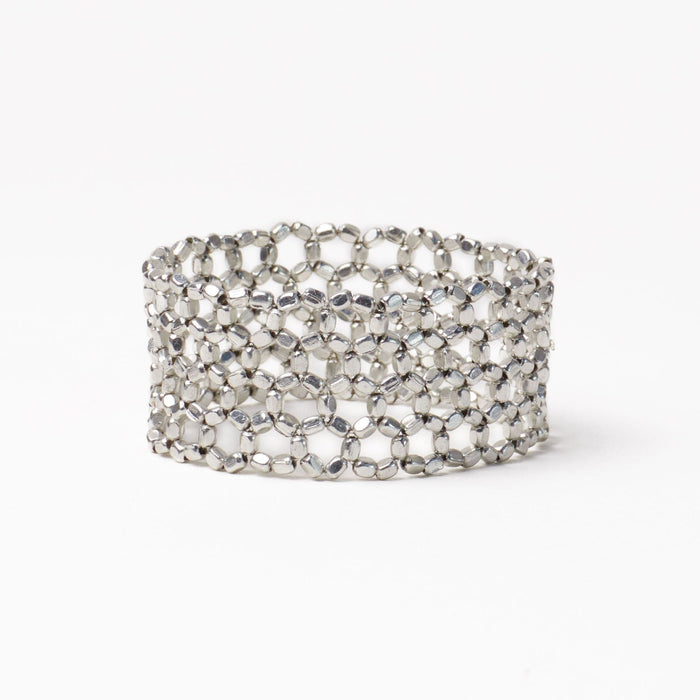 Winnie Small Bead Stretch Bracelet Silver Stretch