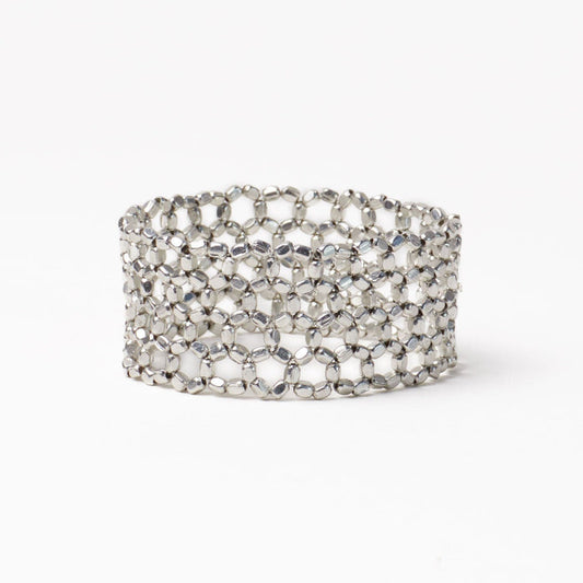 Winnie Small Bead Stretch Bracelet Silver Stretch