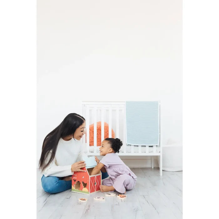 Wooden Barn Shape Sorter Toy, Farm Animals Montessori Play