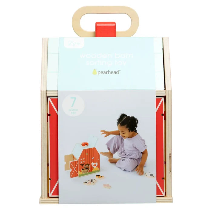 Wooden Barn Shape Sorter Toy, Farm Animals Montessori Play