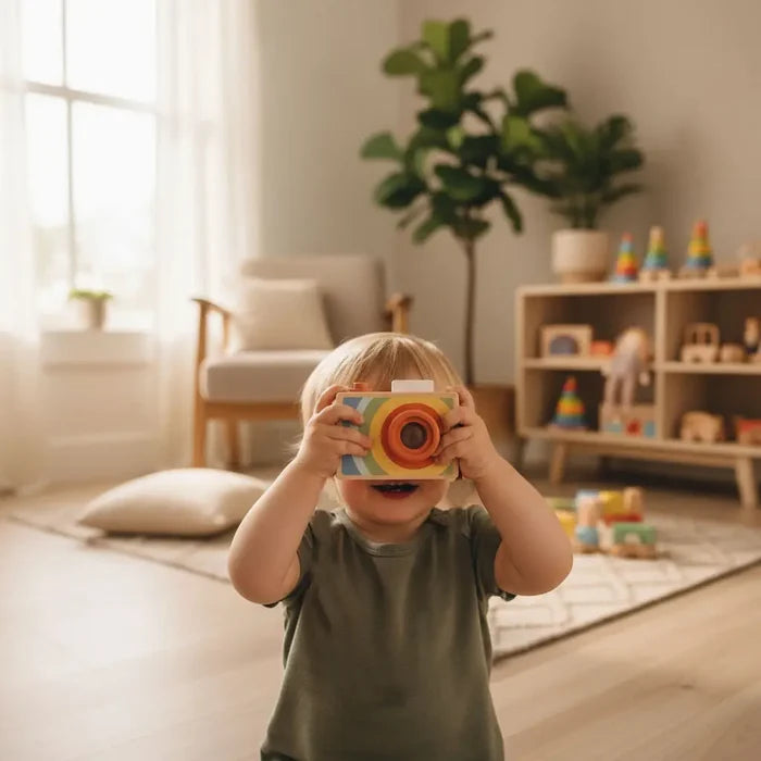 Wooden Camera Toy, Montessori Pretend Play, Baby or Toddler
