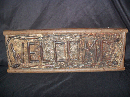 Wooden Welcome Sign With Acorns-Jantiques LLC.