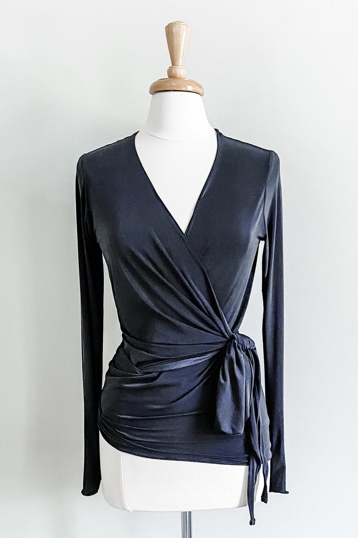 Diane Kroe Wrap Top (Black) - The Classic Capsule Collection