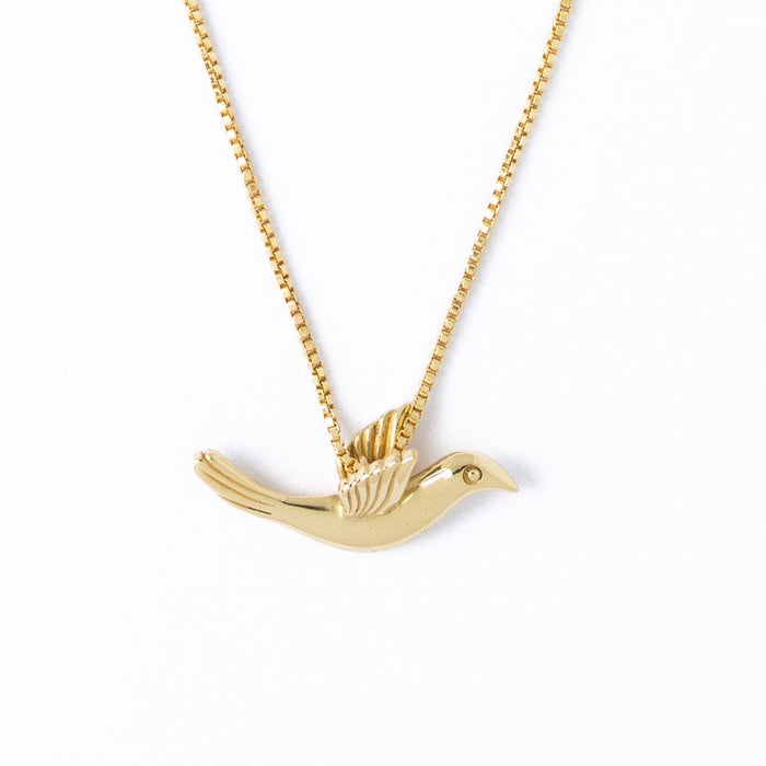 Wren Bird Pendant Necklace Brass Pendant