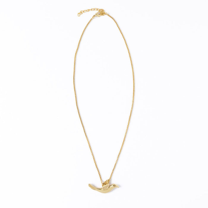 Wren Bird Pendant Necklace Brass Pendant