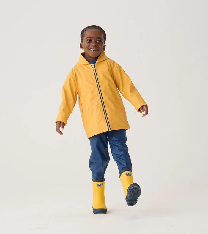 Yellow & Navy Rain Boots