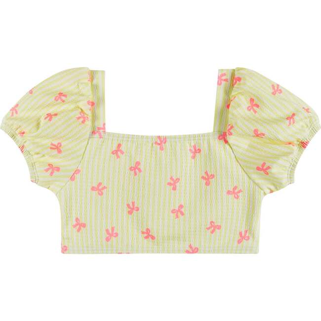 Yellow Stripe Puff Sleeve Tankini with Headband