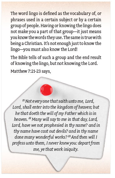 You've Got The Lingo, How About The Lord?