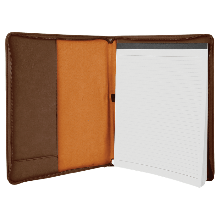 Zipper Laserable Leatherette Portfolio with Notepad - Schoppy's Since 1921