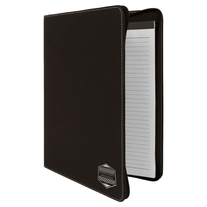 Zipper Laserable Leatherette Portfolio with Notepad - Schoppy's Since 1921