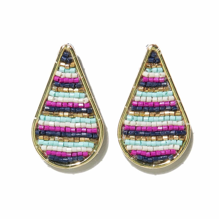 Zoe Horizontal Striped Earrings Navy Earrings